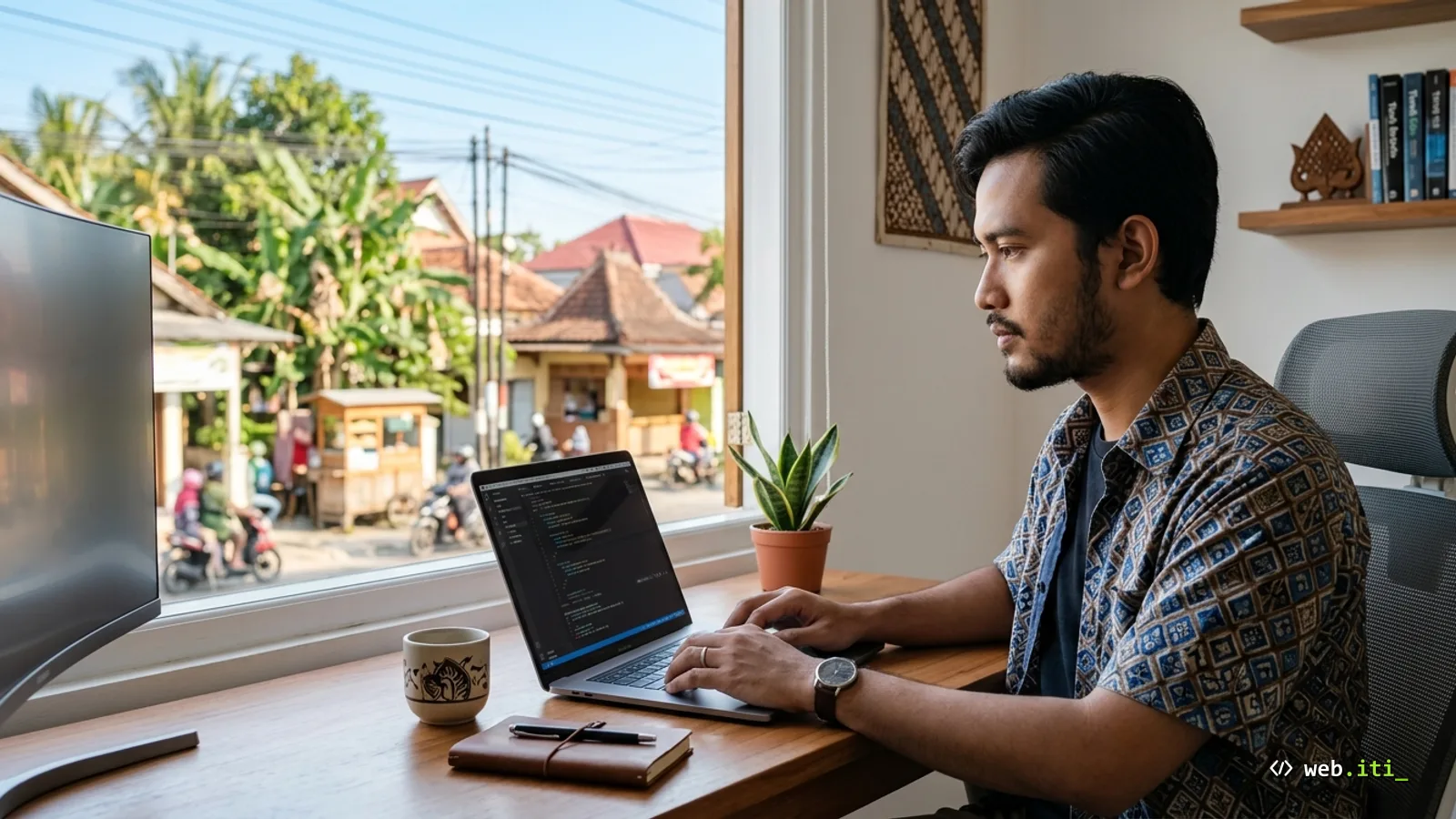 Speedometer mobil balap berdampingan dengan grafik Core Web Vitals hijau, melambangkan website yang loading cepat di jaringan 4G