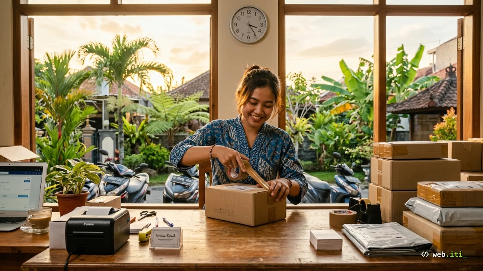 Peta Kota Madiun dengan pin-pin sektor kuliner, konveksi, dan jasa lokal yang bercahaya menandai peluang bisnis online tahun 2026