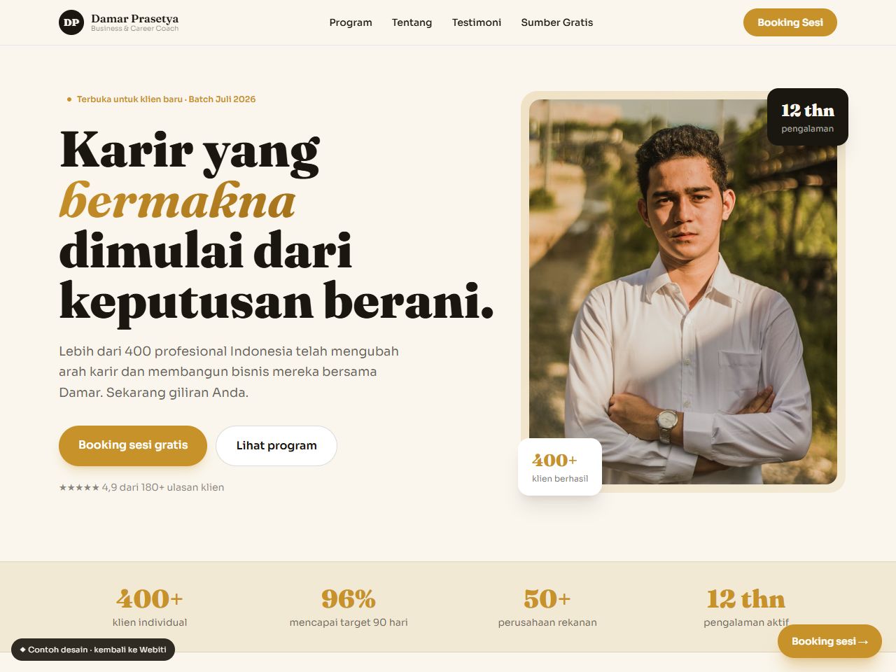 Pratinjau desain website Coach / Mentor — Landing Page Personal Brand