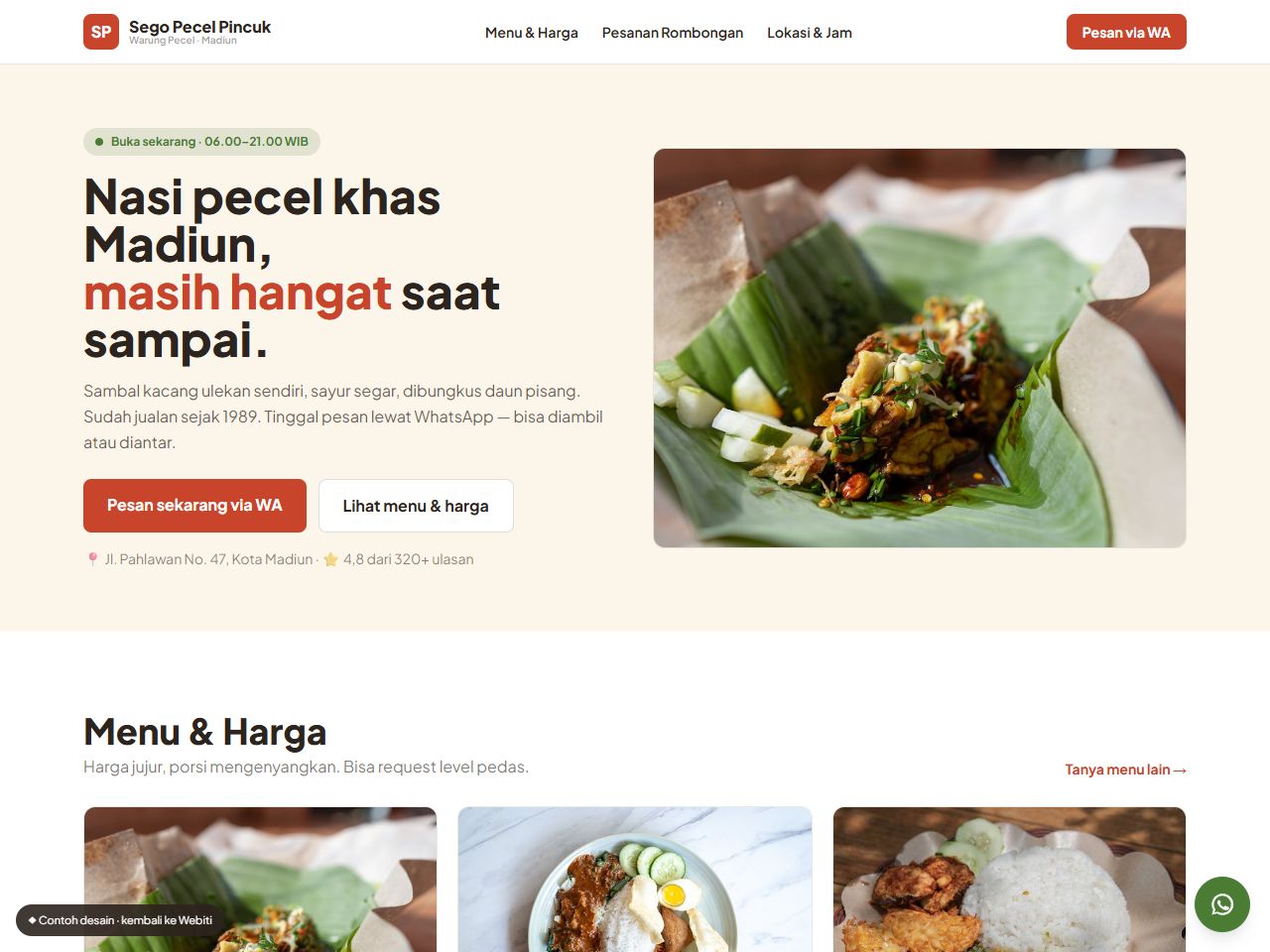 Pratinjau desain website Restoran — Landing Page UMKM Kuliner