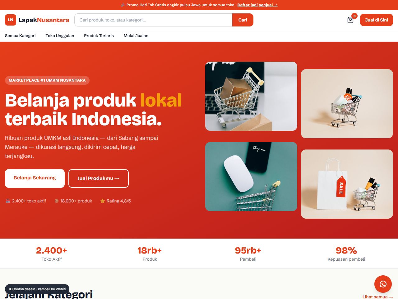Pratinjau desain website Marketplace — Marketplace Multi-Vendor