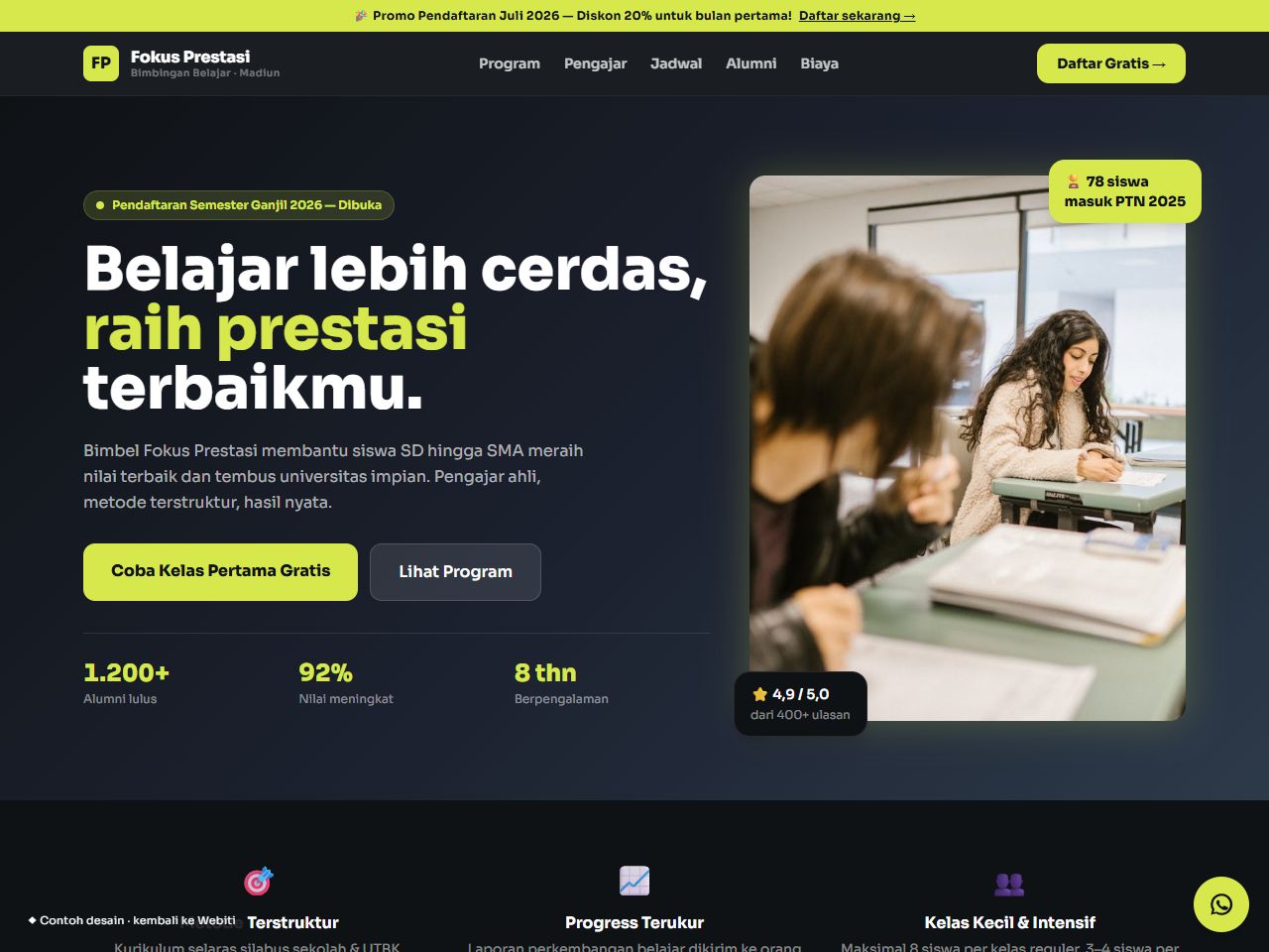 Pratinjau desain website Pendidikan — Profile Bimbel / Kursus