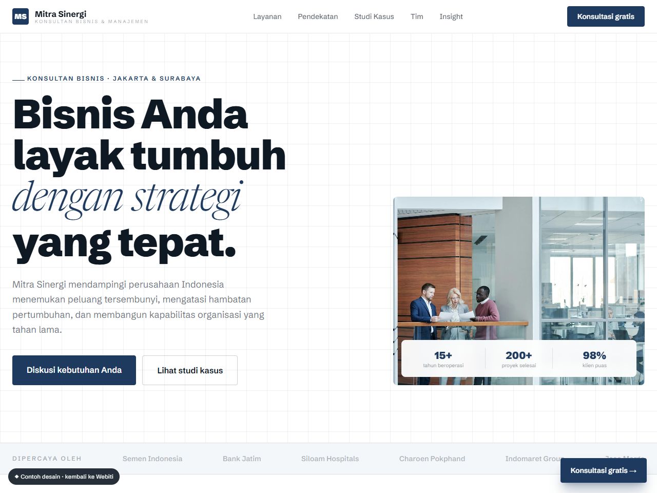 Pratinjau desain website B2B — Profile Konsultan Profesional