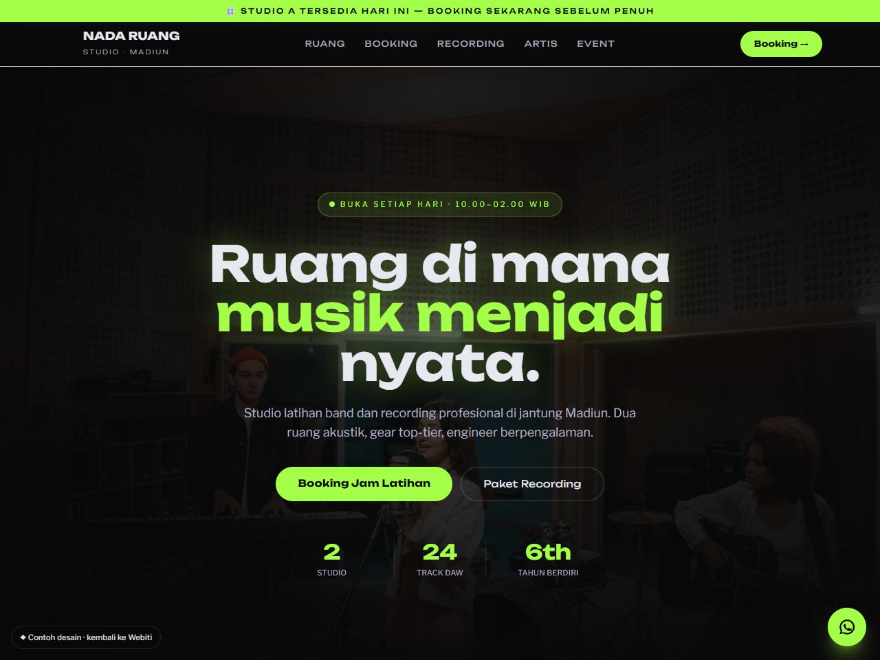 Pratinjau desain website Kreatif — Website Studio Musik