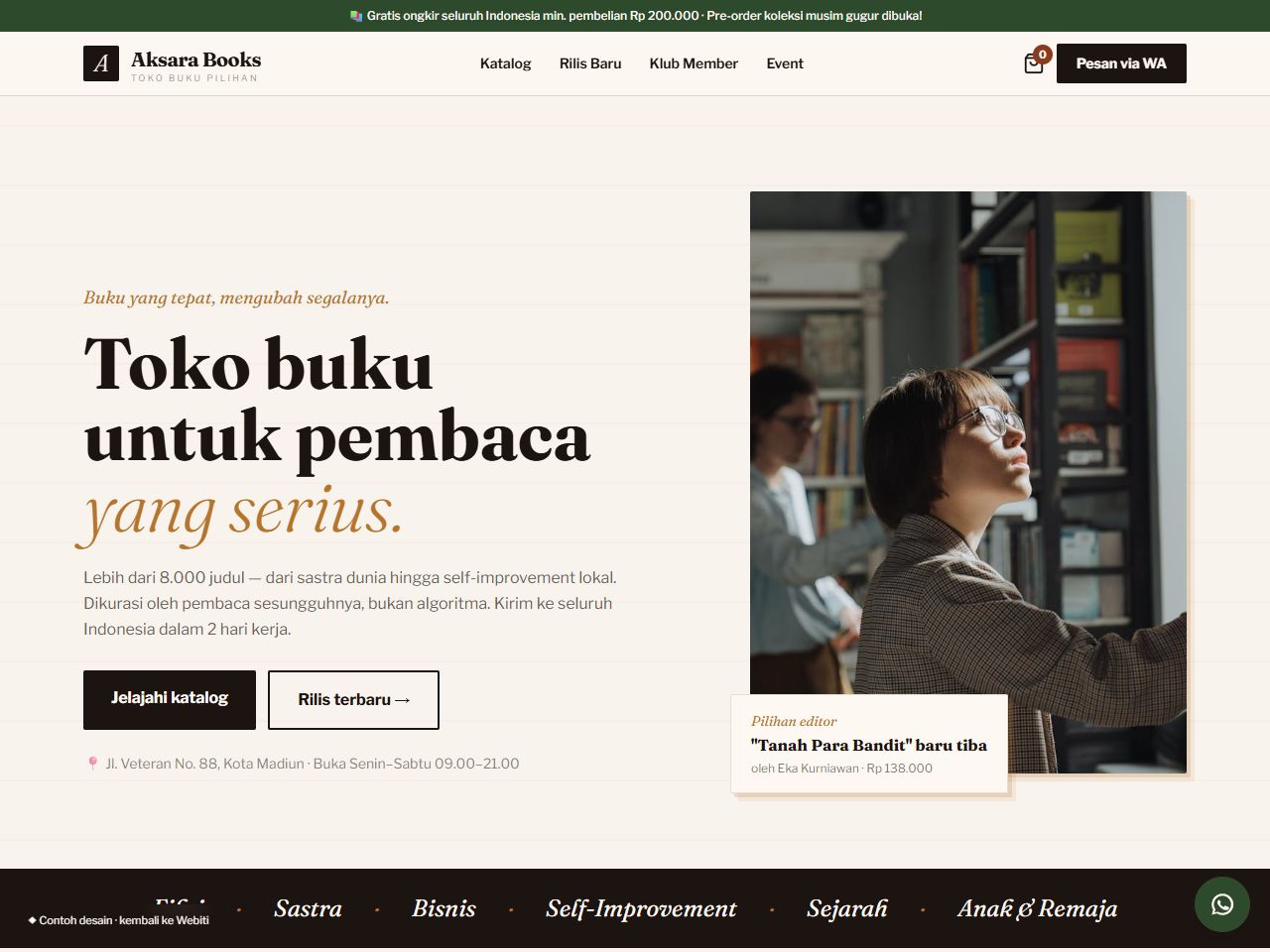 Pratinjau desain website Retail — Toko Online Buku